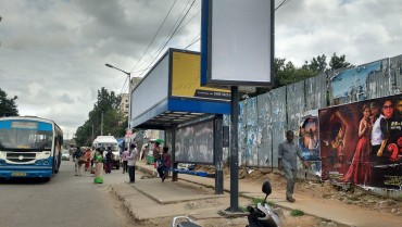 Advertising on Bus Shelter in Banasawadi, Bengaluru